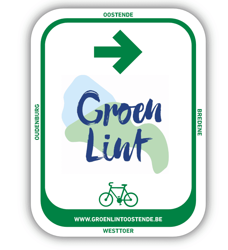 routebord Groen Lint fietsroute Oostende